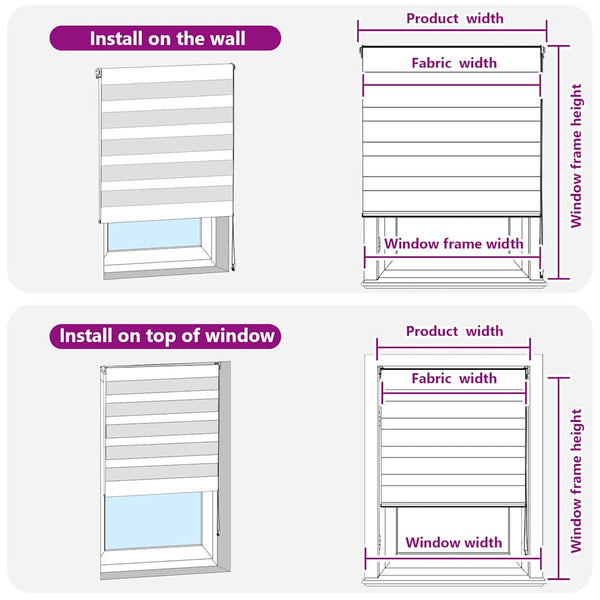 vidaXL Double Roller Blind Black 75x150 cm Fabric width 70.9 cm Polyester