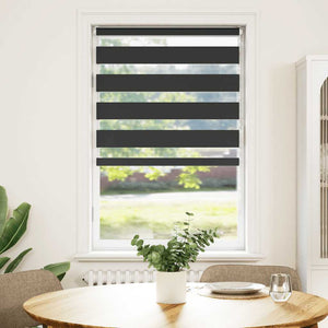 vidaXL Double Roller Blind Black 80x150 cm Fabric Width 75.9 cm Polyester