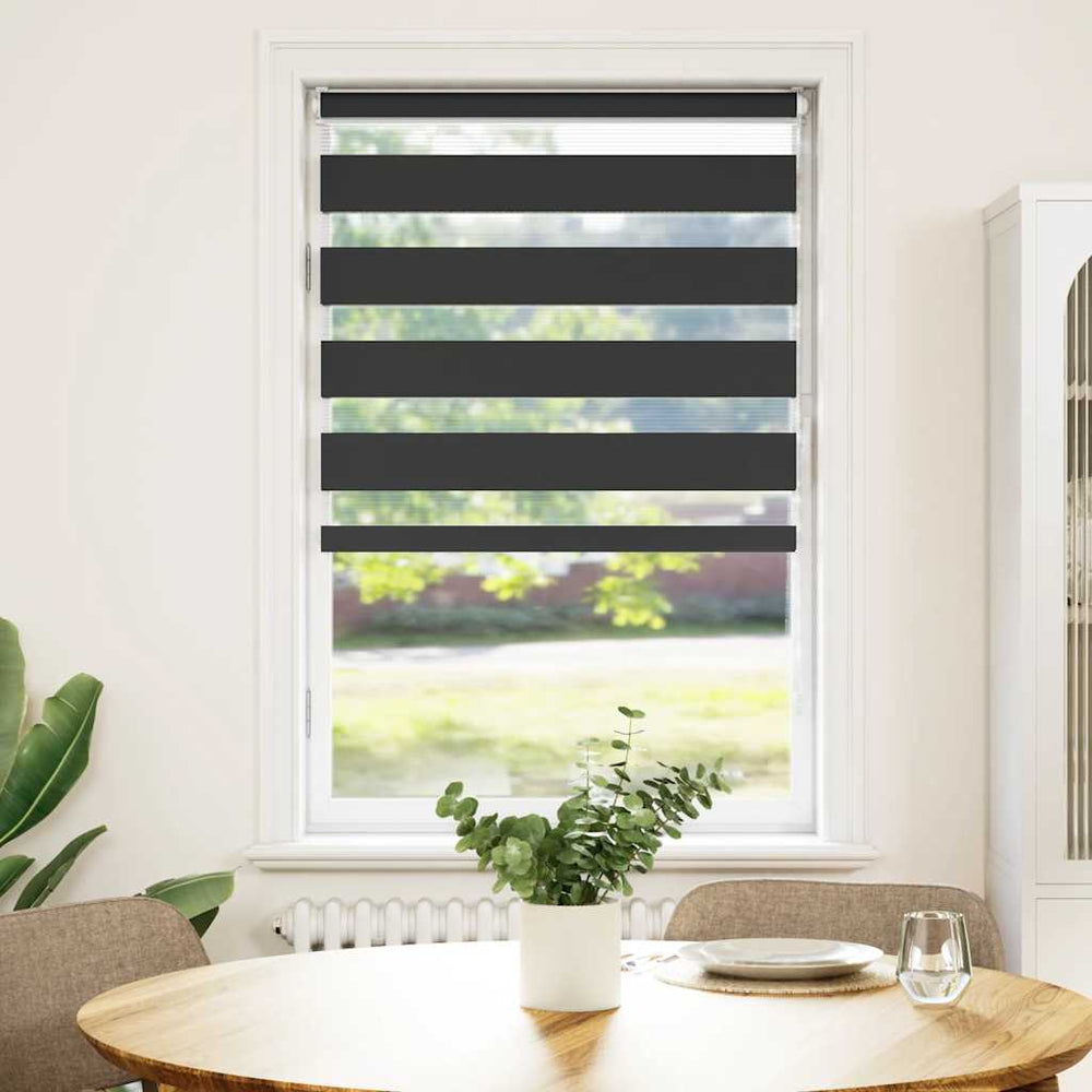 vidaXL Double Roller Blind Black 90x150 cm Fabric Width 85.9 cm Polyester