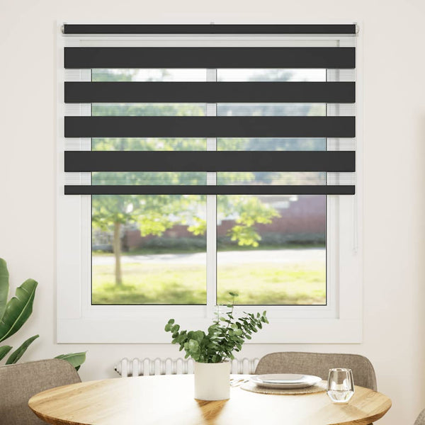 vidaXL Double Roller Blind Black 130x150 cm Fabric Width 125.9 cm Polyester