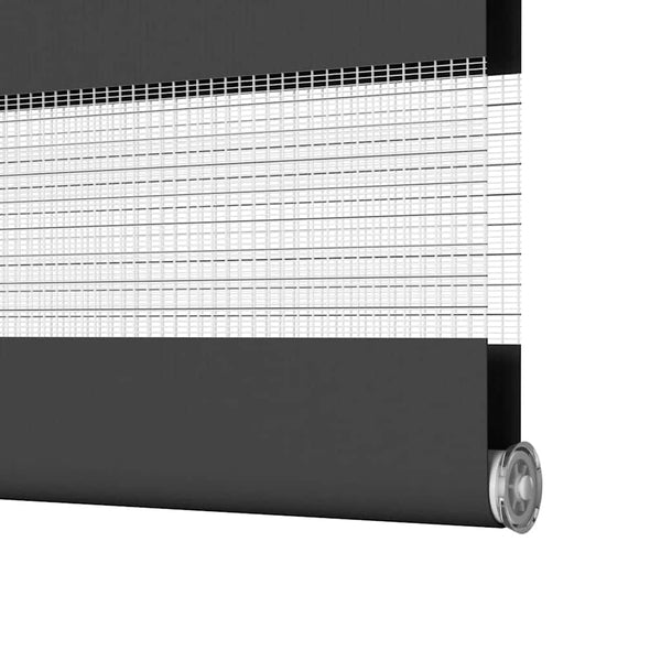 vidaXL Double Roller Blind Black 130x150 cm Fabric Width 125.9 cm Polyester