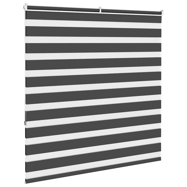 vidaXL Double Roller Blind Black 145x150 cm Fabric width 140.9 cm Polyester