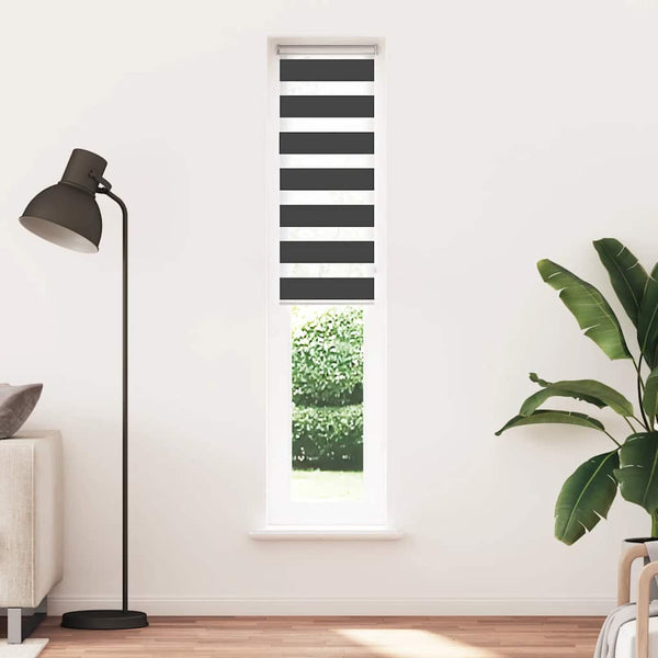 vidaXL Day and Night Roller Blind Black 45x200 cm Fabric width 40.9 cm Polyester