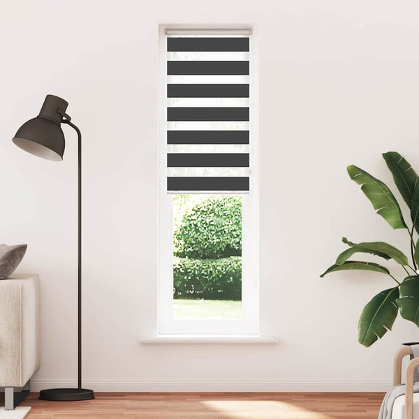 vidaXL Double Roller Blind Black 65x200 cm Fabric width 60.9 cm Polyester