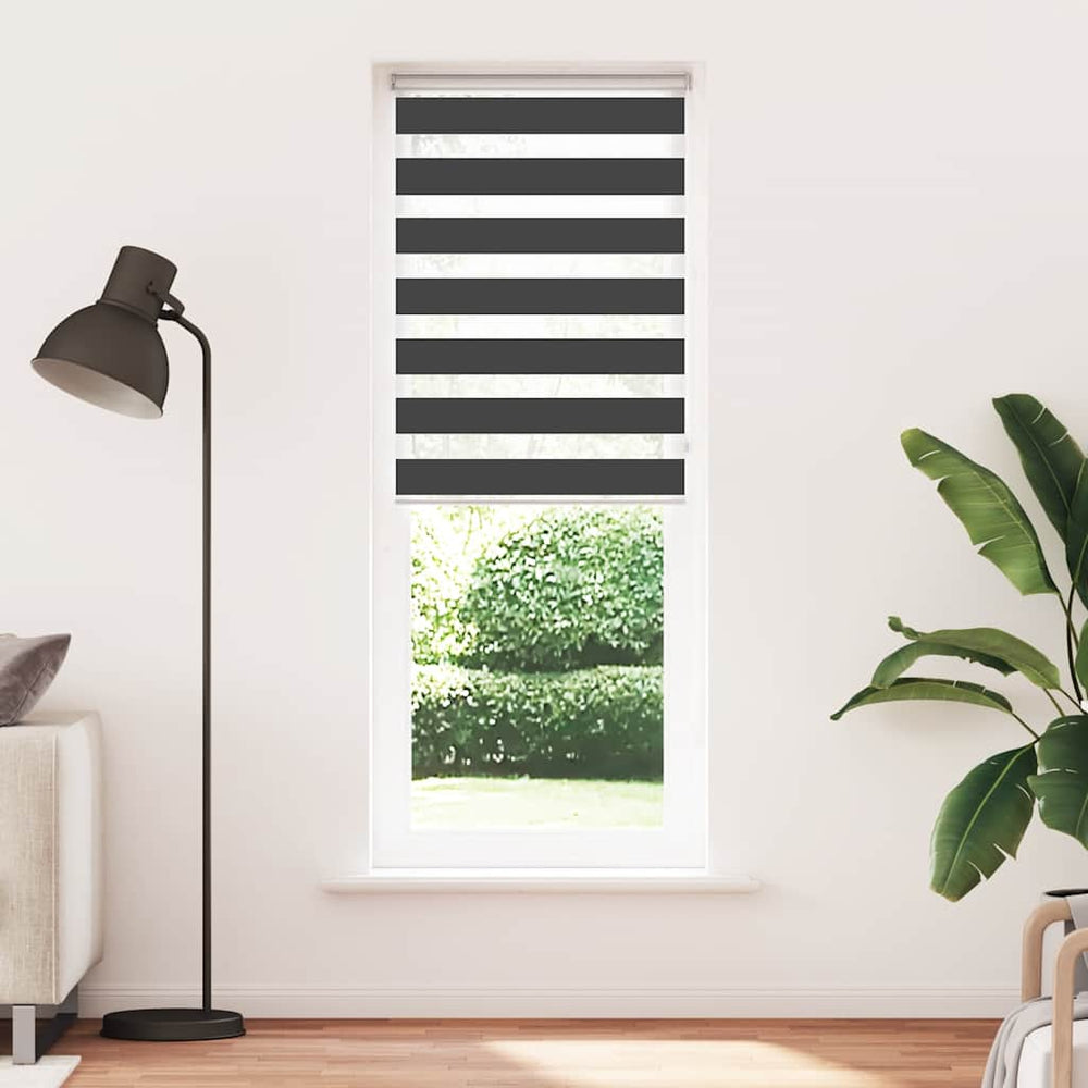 vidaXL Double Roller Blind Black 85x200 cm Fabric Width 80.9 cm Polyester