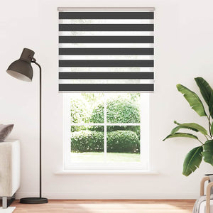 vidaXL Double Roller Blind Black 130x200 cm Fabric Width 125.9 cm Polyester