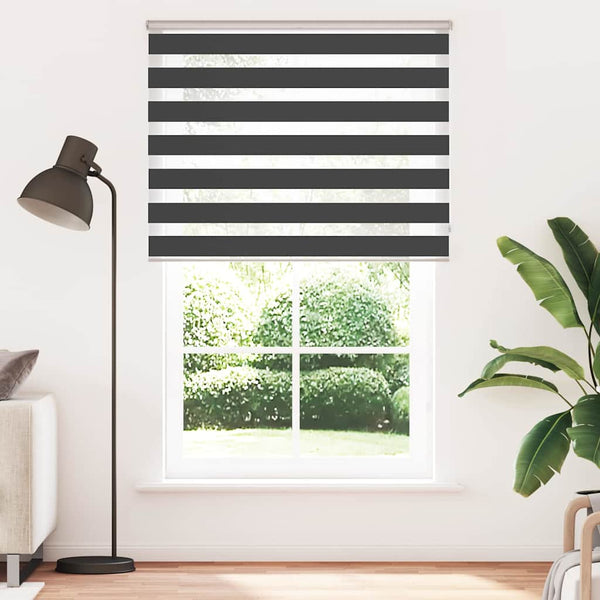 vidaXL Double Roller Blind Black 140x200 cm Fabric Width 135.9 cm Polyester