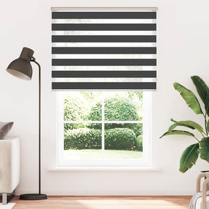 vidaXL Double Roller Blind Black 145x200 cm Fabric width 140.9 cm Polyester