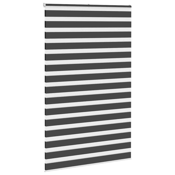 vidaXL Double Roller Blind Black 145x200 cm Fabric width 140.9 cm Polyester