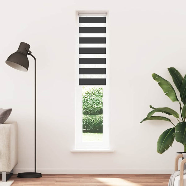 vidaXL Day and Night Roller Blind Black 40x230 cm Fabric width 35.9 cm Polyester