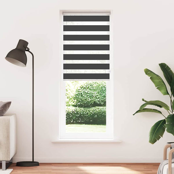 vidaXL Double Roller Blind Black 85x230 cm Fabric Width 80.9 cm Polyester