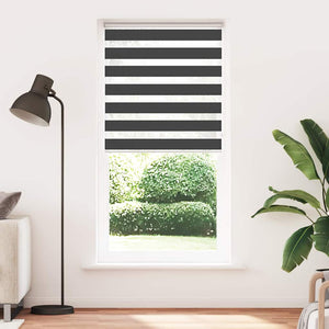 vidaXL Double Roller Blind Black 100x230 cm Fabric Width 95.9 cm Polyester
