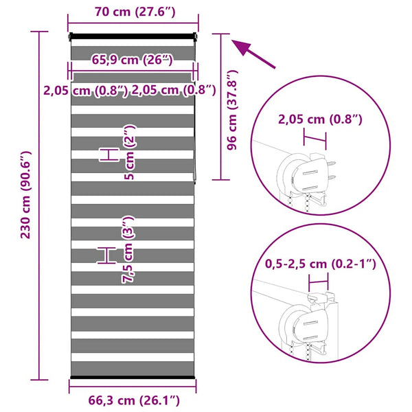 Doppelrollo Braun 70x230 cm