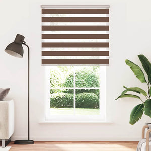 vidaXL Double Roller Blind Brown 130x230 cm Fabric Width 125.9 cm Polyester