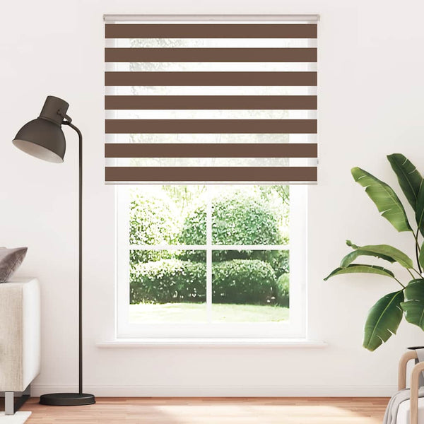 vidaXL Double Roller Blind Brown 150x230 cm Fabric Width 145.9 cm Polyester