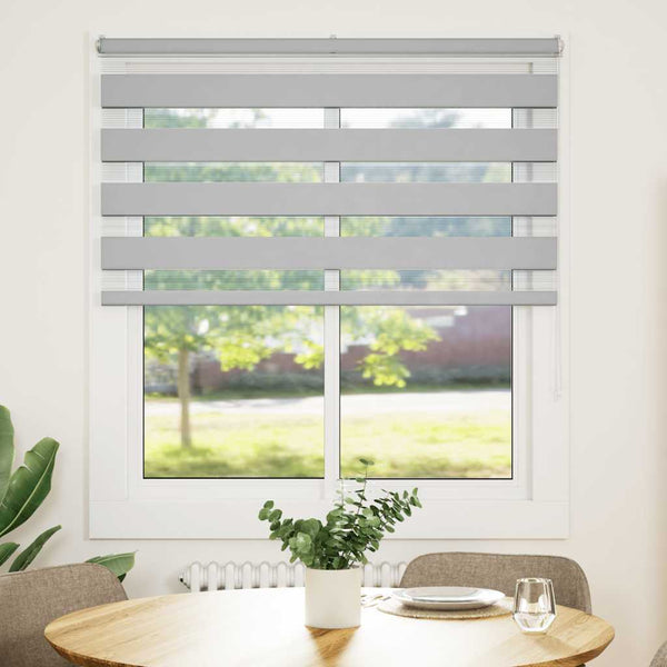vidaXL Double Roller Blind Light Grey 135x100 cm Fabric Width 130.9 cm Polyester