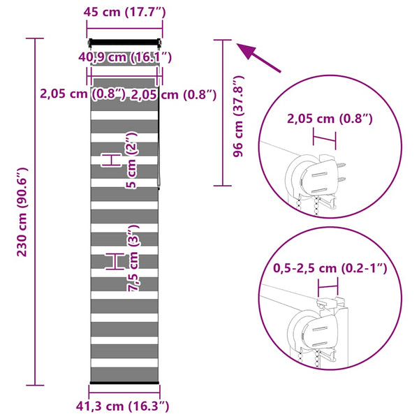 Doppelrollo Sandbraun 45x230 cm