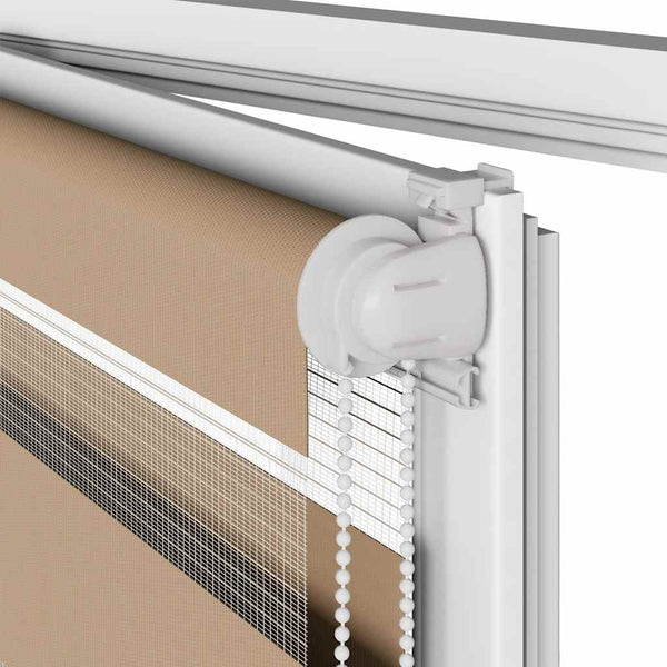 vidaXL Double Roller Blind Sand Brown 65x230 cm Fabric Width 60.9 cm Polyester