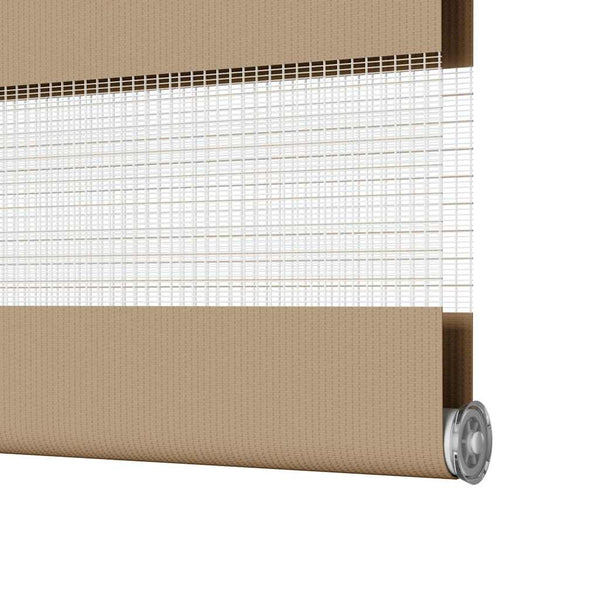 vidaXL Double Roller Blind Sand Brown 140x230 cm Fabric width 135.9 cm Polyester