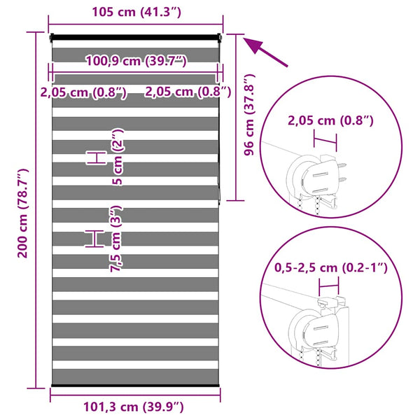vidaXL Double Roller Blind Marble Beige 105x200cm Fabric width 100.9 cm Polyester