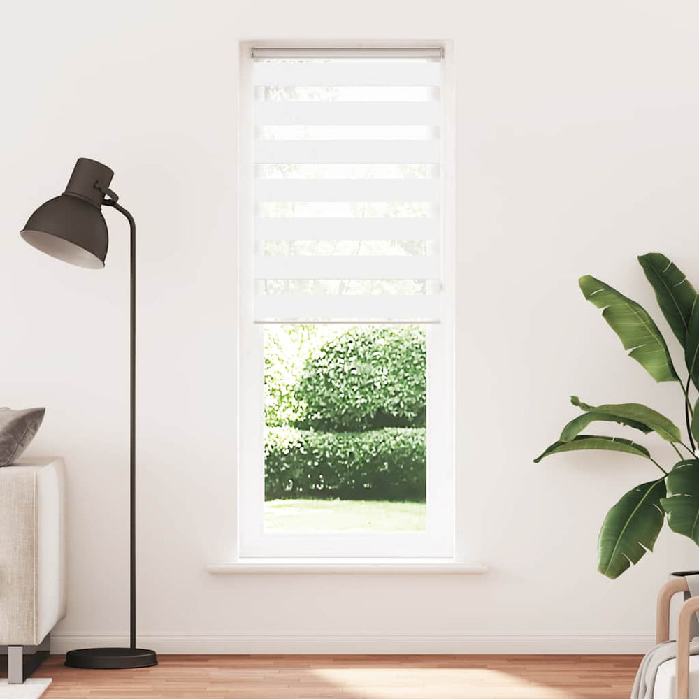 vidaXL Double Roller Blind White 85x200 cm Fabric Width 80.9 cm Polyester