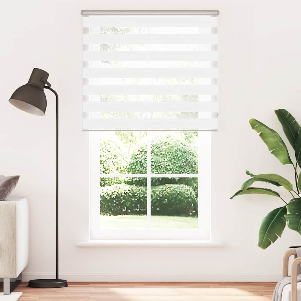 vidaXL Double Roller Blind White 125x230 cm Fabric Width 120.9 cm Polyester
