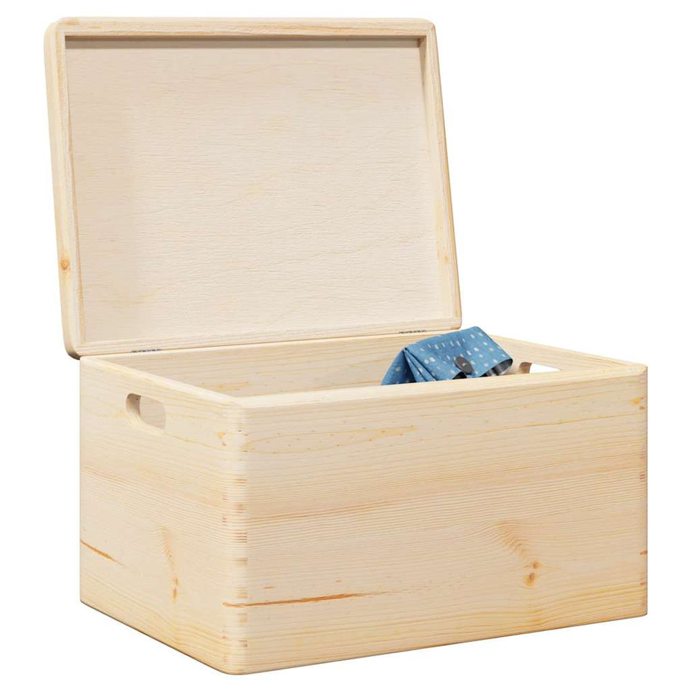 vidaXL Wooden Box with Lid and Handles 40x30x23 cm Solid Pine Wood