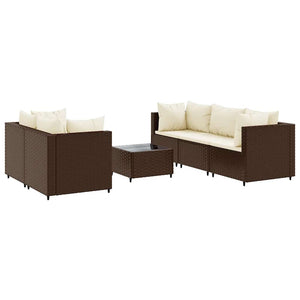 vidaXL 6-Piece Garden Lounge Set with Cushions Brown Poly Rattan