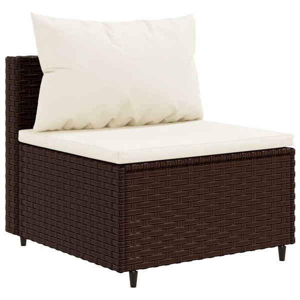 vidaXL 6-Piece Garden Lounge Set with Cushions Brown Poly Rattan