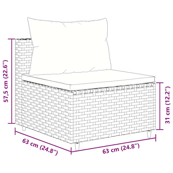vidaXL 6-Piece Garden Lounge Set with Cushions Brown Poly Rattan