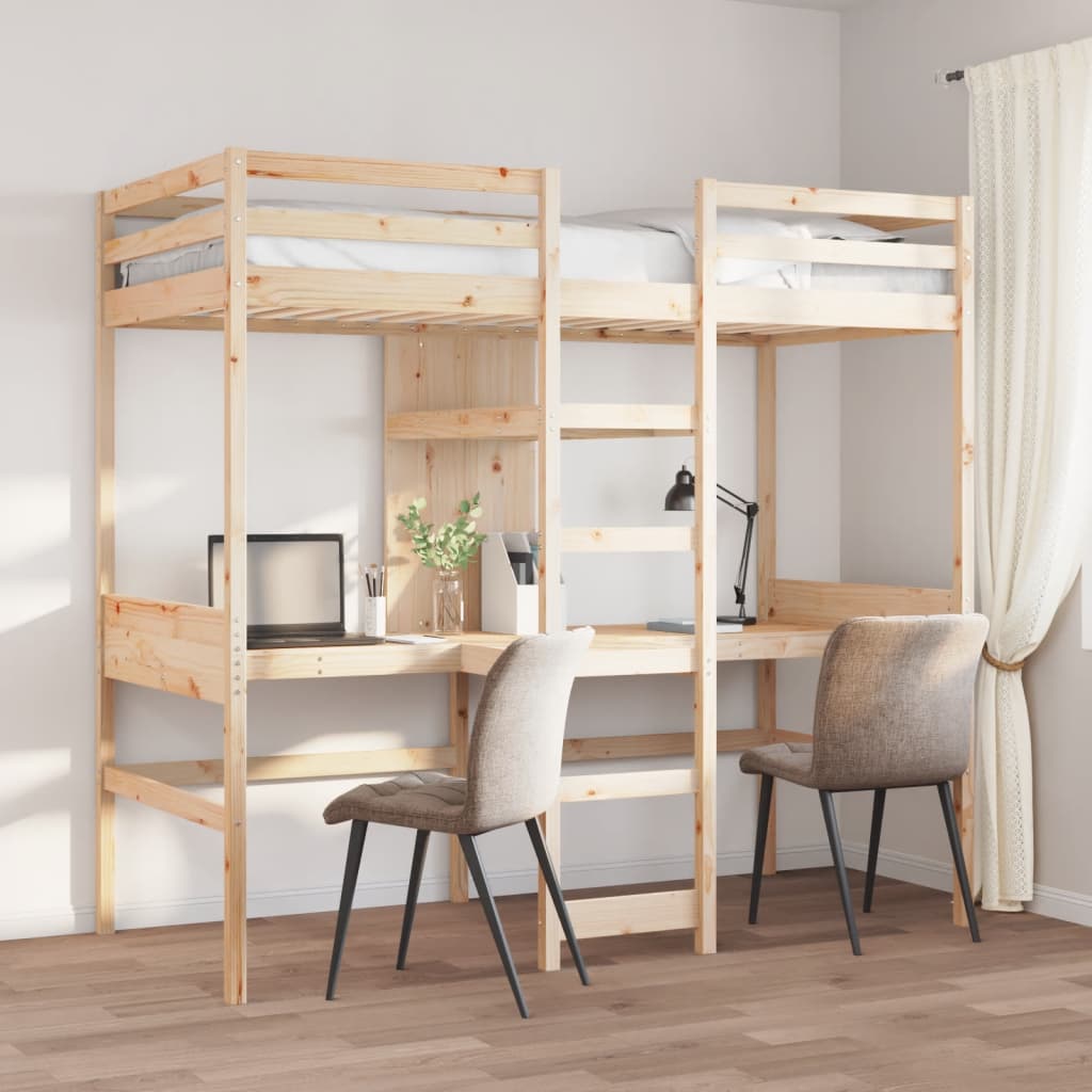 vidaXL Loft Bed Frame without Mattress 80x200 cm Solid Pine Wood