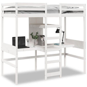 vidaXL Loft Bed Frame No Mattress White 80x200 cm Solid Pine Wood
