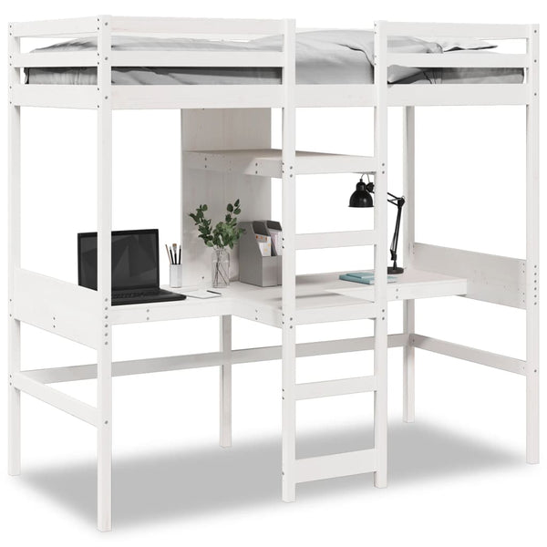 vidaXL Loft Bed Frame No Mattress White 80x200 cm Solid Pine Wood