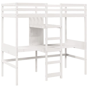 vidaXL Loft Bed Frame No Mattress White 80x200 cm Solid Pine Wood
