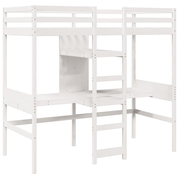 vidaXL Loft Bed Frame No Mattress White 80x200 cm Solid Pine Wood