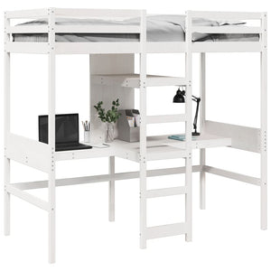 vidaXL Loft Bed Frame No Mattress White 80x200 cm Solid Pine Wood