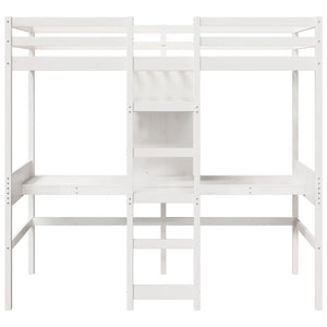 vidaXL Loft Bed Frame No Mattress White 80x200 cm Solid Pine Wood