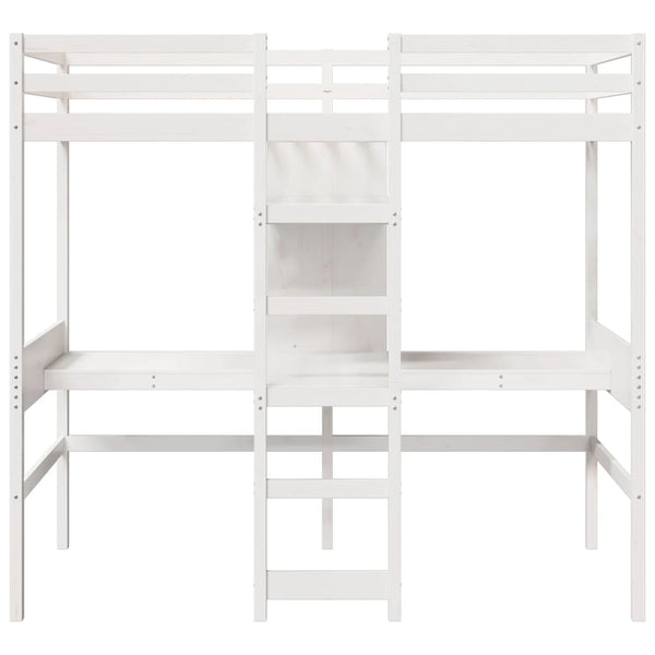 vidaXL Loft Bed Frame No Mattress White 80x200 cm Solid Pine Wood