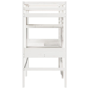 vidaXL Loft Bed Frame No Mattress White 80x200 cm Solid Pine Wood