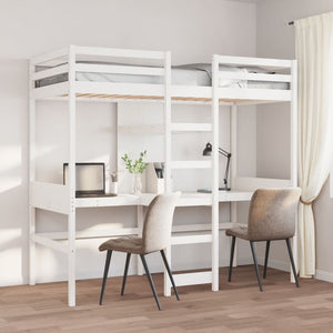 vidaXL Loft Bed Frame No Mattress White 80x200 cm Solid Pine Wood
