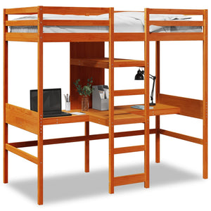 vidaXL Loft Bed without Mattress Wax Brown 80x200 cm Solid Pine Wood