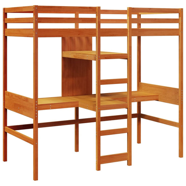 vidaXL Loft Bed without Mattress Wax Brown 80x200 cm Solid Pine Wood