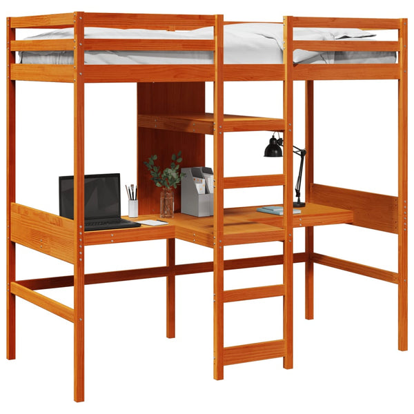 vidaXL Loft Bed without Mattress Wax Brown 80x200 cm Solid Pine Wood