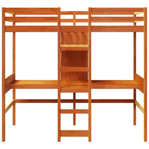 vidaXL Loft Bed without Mattress Wax Brown 80x200 cm Solid Pine Wood