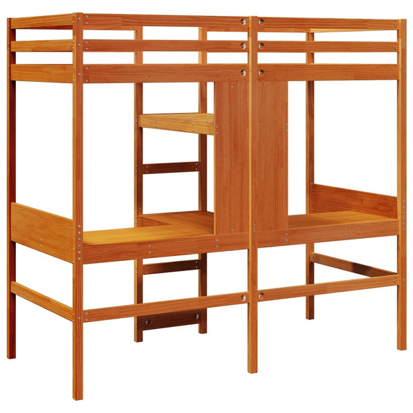 vidaXL Loft Bed without Mattress Wax Brown 80x200 cm Solid Pine Wood