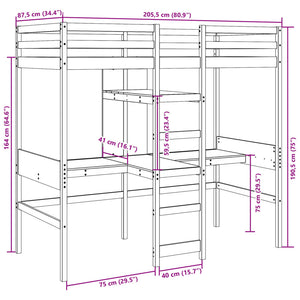 vidaXL Loft Bed without Mattress Wax Brown 80x200 cm Solid Pine Wood