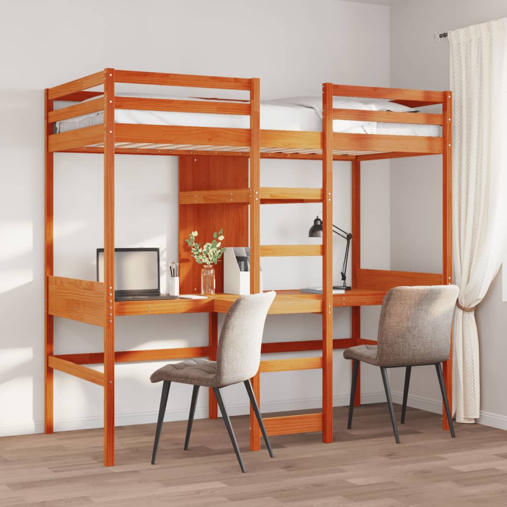 vidaXL Loft Bed without Mattress Wax Brown 80x200 cm Solid Pine Wood