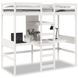 vidaXL Loft Bed Frame No Mattress White 90x190 cm Solid Pine Wood