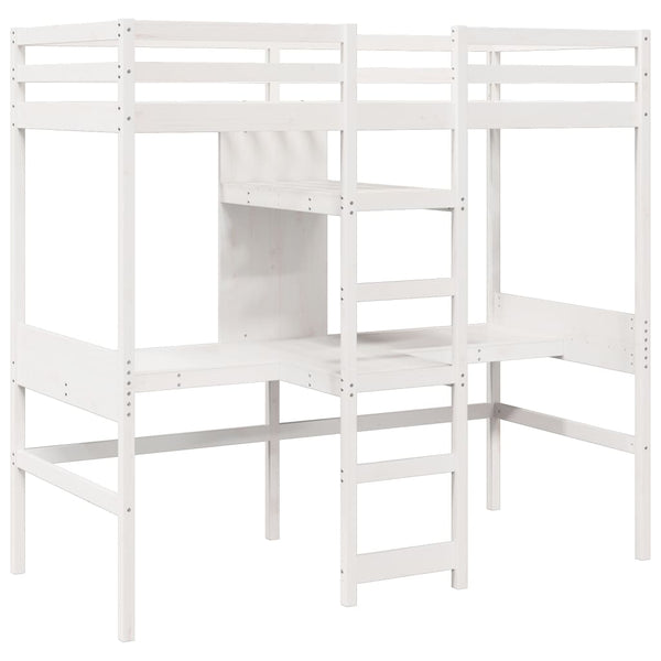 vidaXL Loft Bed Frame No Mattress White 90x190 cm Solid Pine Wood