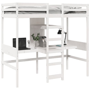 vidaXL Loft Bed Frame No Mattress White 90x190 cm Solid Pine Wood